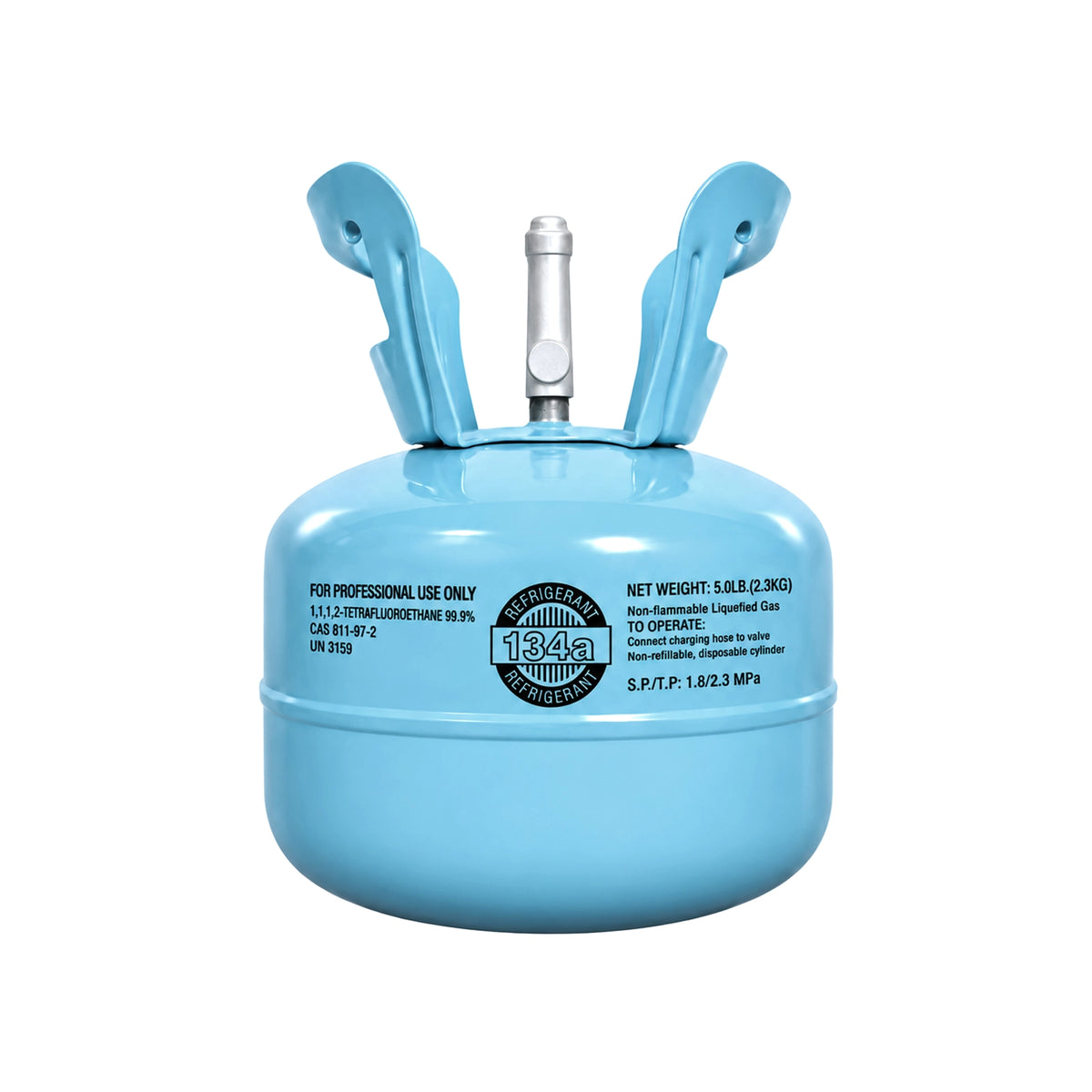R134A refrigerant 5 lb pink cylinder front view