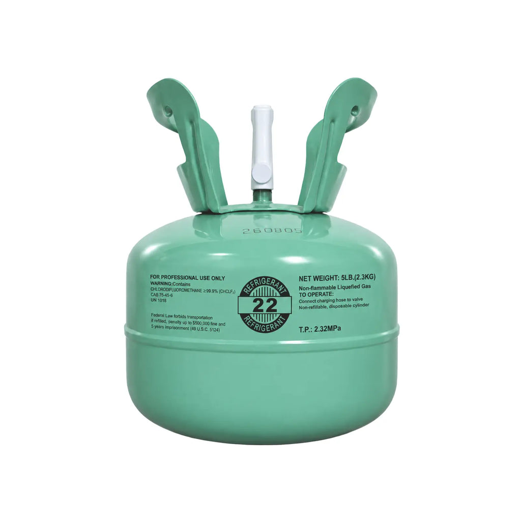 R22 refrigerant 5 lb cylinder, front view