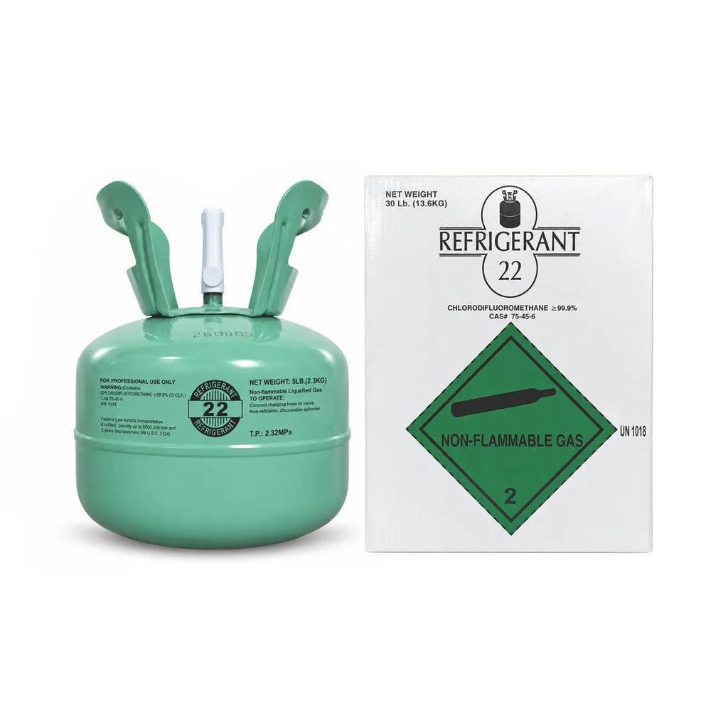 R22 refrigerant 5 lb cylinder with its retail packaging