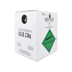 R22 refrigerant 5 lb packaging box with non-flammable gas label