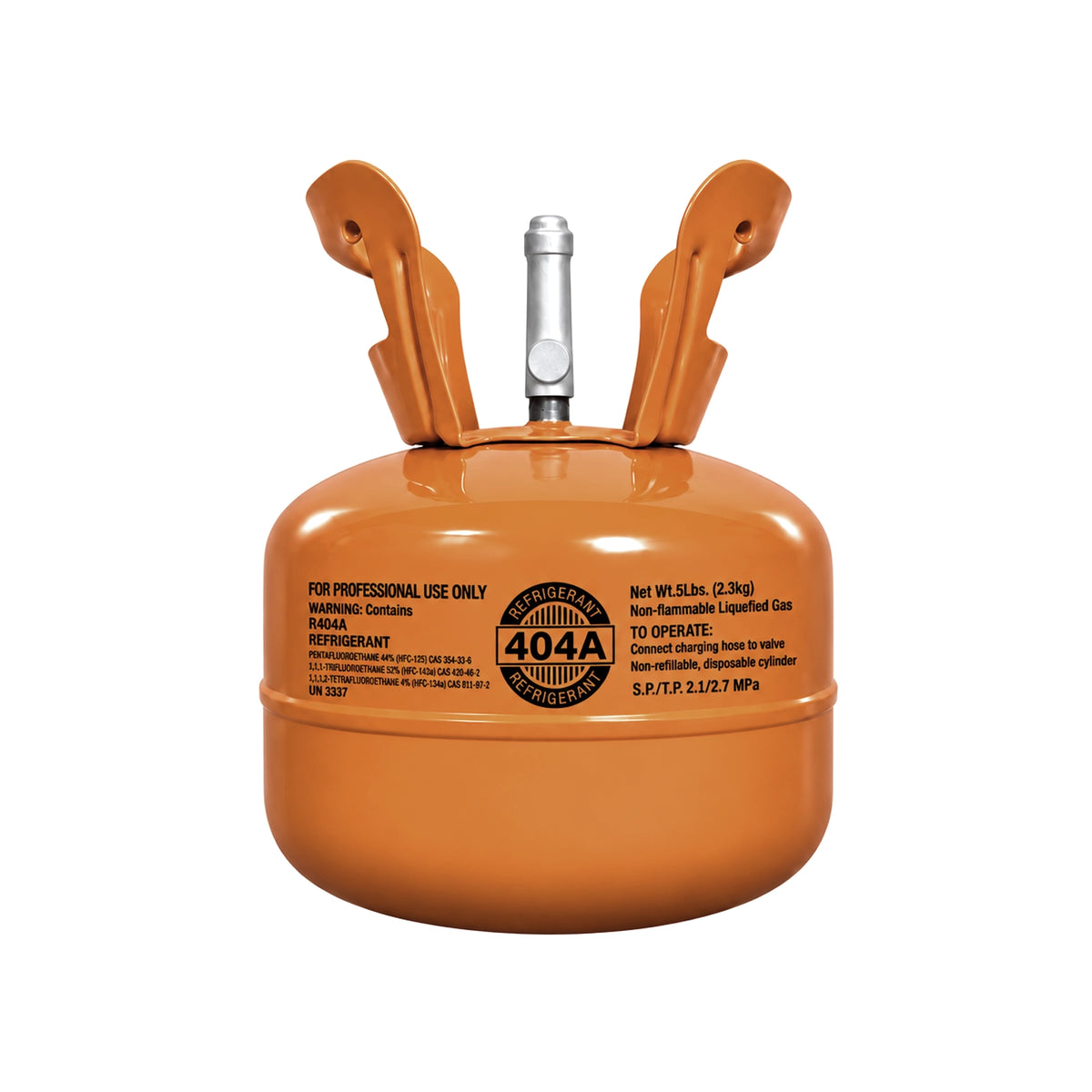 R404A refrigerant 5 lb pink cylinder front view