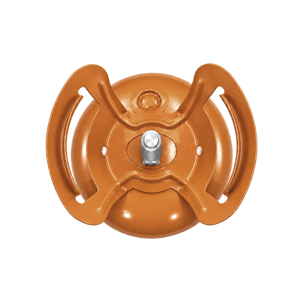 R404A refrigerant cylinder top view showing protective handles and valve cover