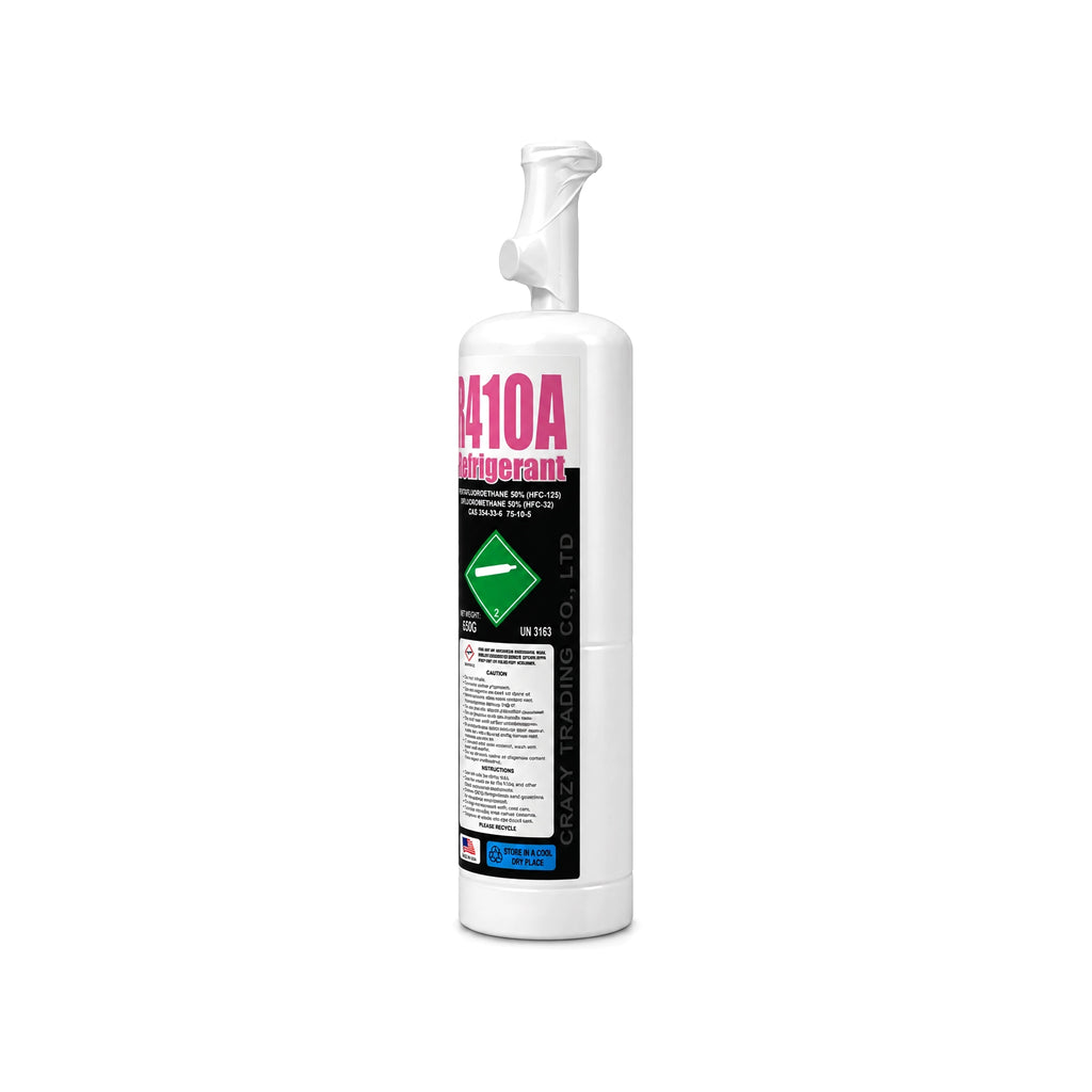 R410a refrigerant 650g cylinder, right angled view showing the white cylinder body