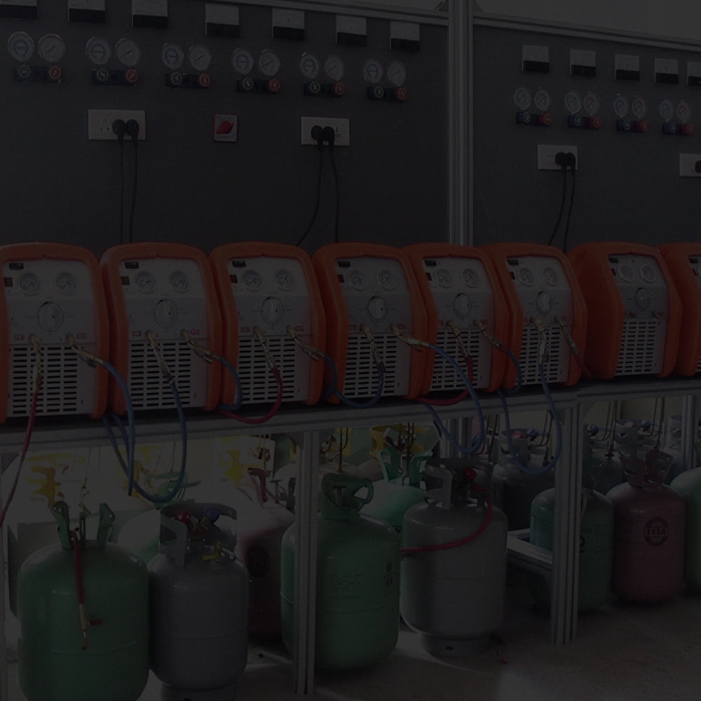 Professional refrigerant filling and testing equipment used with GetFreon products