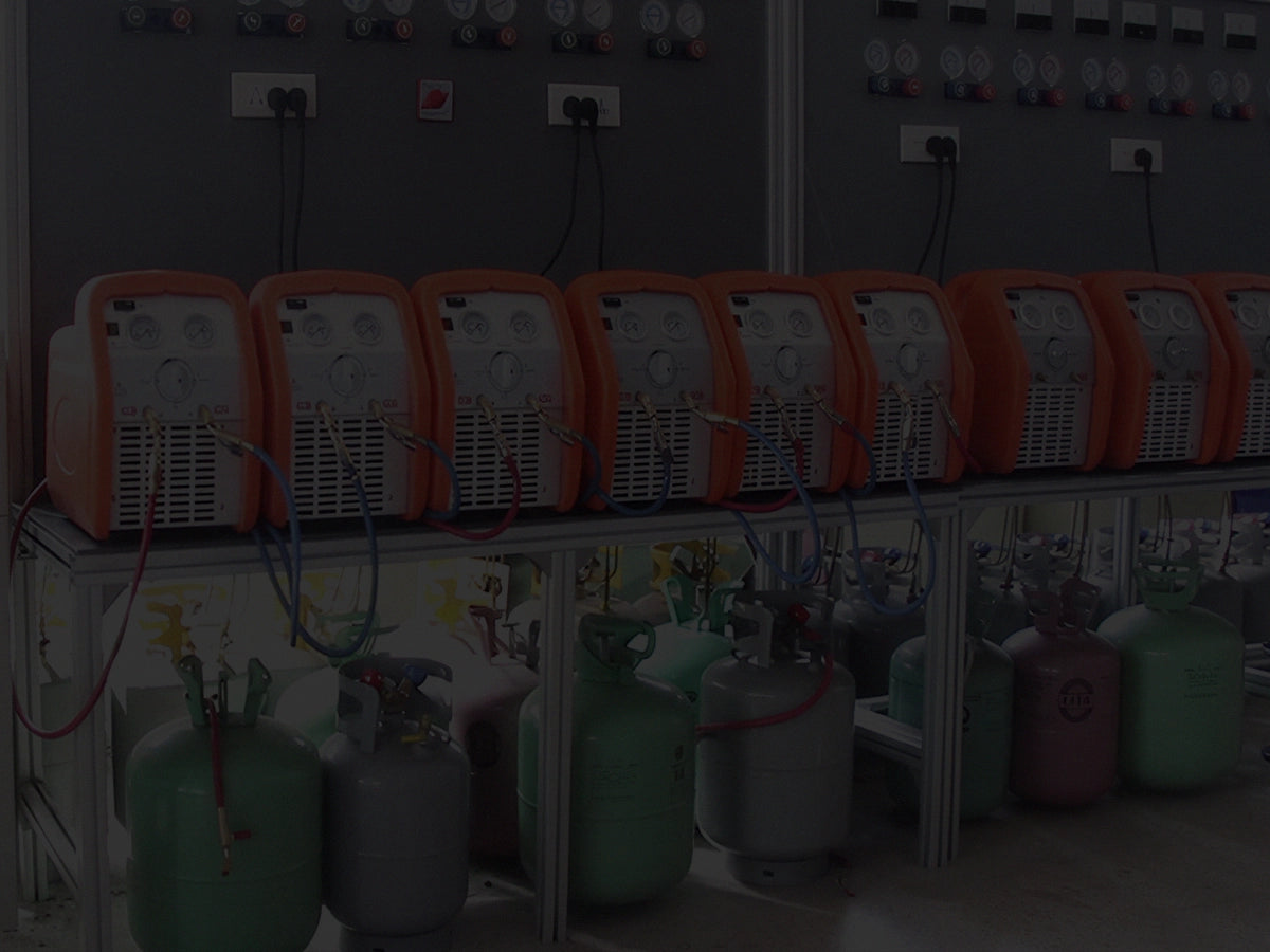 Professional refrigerant filling and testing equipment used with GetFreon products