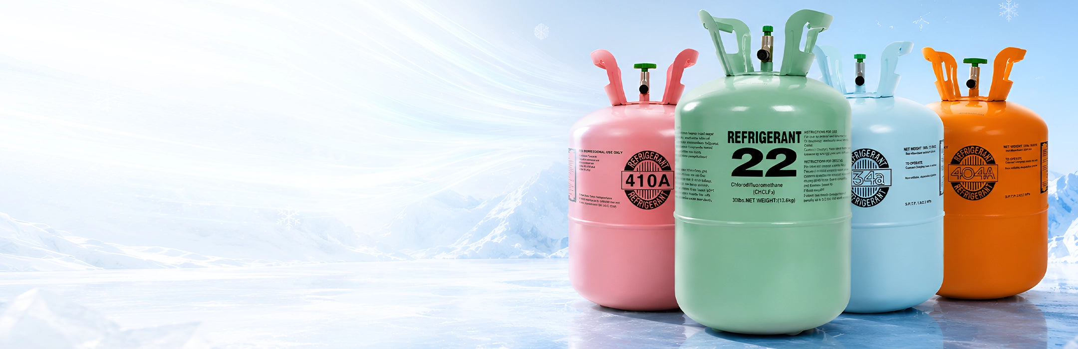 R22 R410A R134a and R404A refrigerant products for HVAC cooling systems by GetFreon