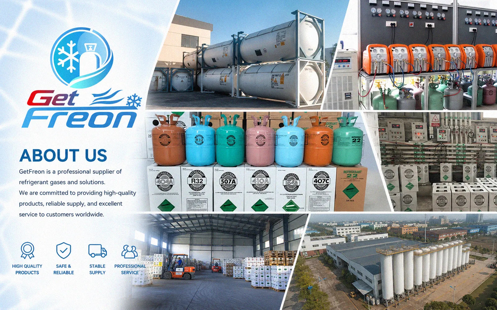 Trusted refrigerant supplier with stable inventory fast fulfillment and professional cooling product support GetFreon